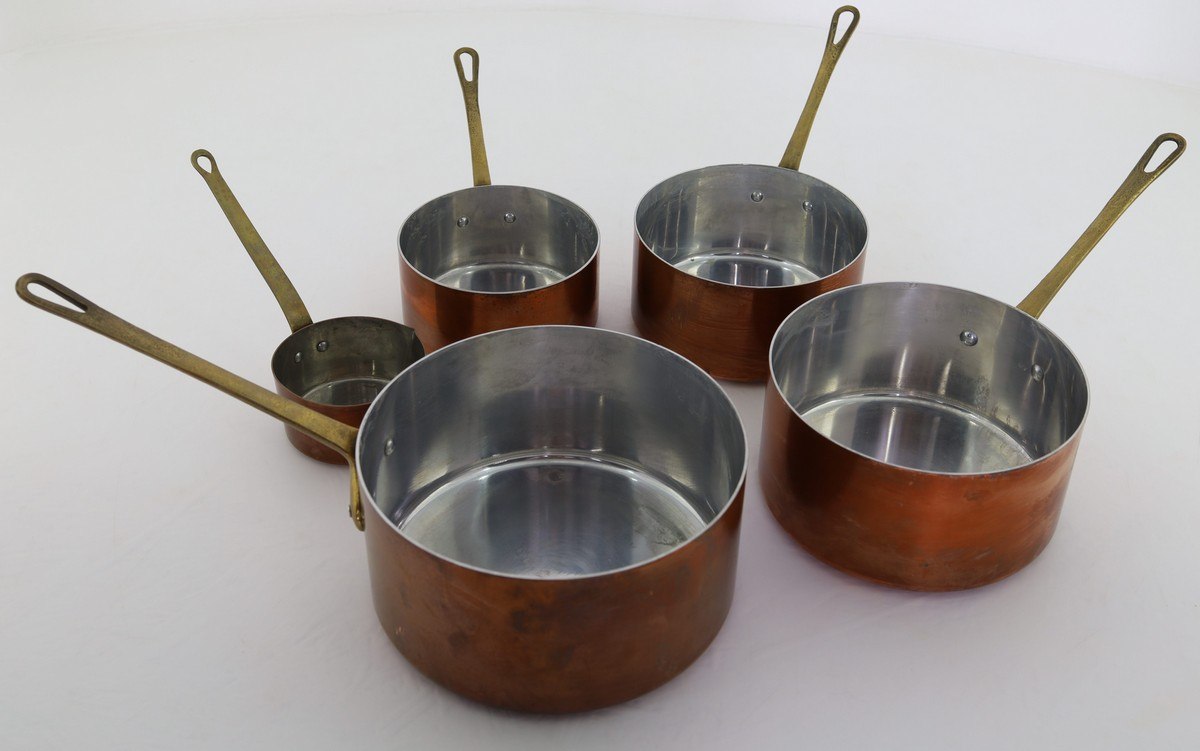 Miedziane garnki retro 