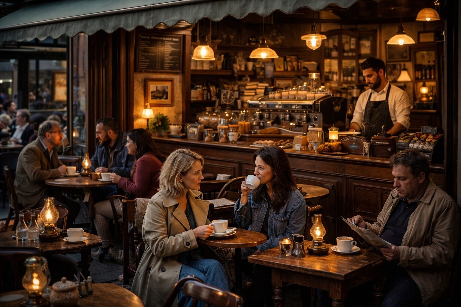 nostalgiczna kawiarnia z antykami