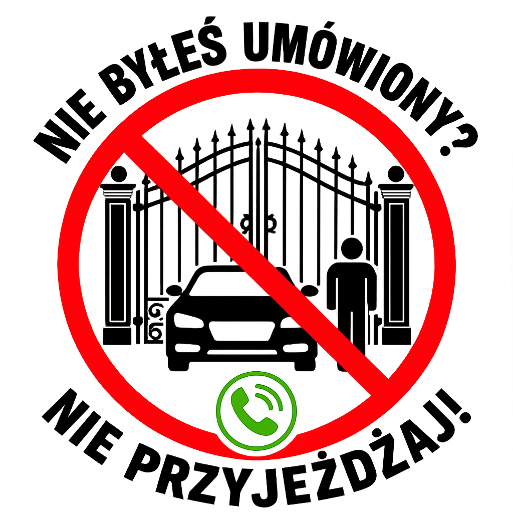 Zakaz przyjazdu bez wcześniejszego um&oacute;wienia telefonicznego